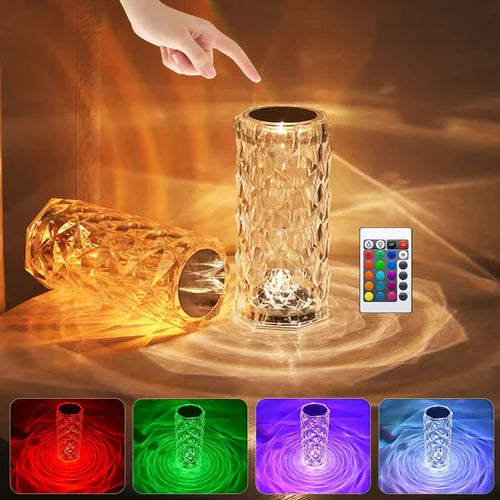 16 Colors Crystal Diamond Lamp with Remote – Rechargeable RGB LED Night Light | Luxury Table Lamp