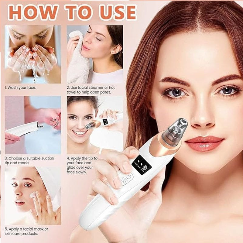 5-in-1 Electric Blackhead Remover Vacuum – Deep Pore Cleaner for Face & Nose (Rechargeable Skin Care Tool)